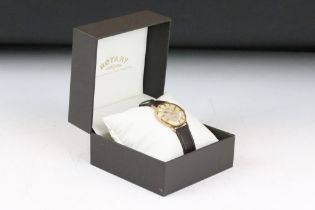 Boxed Gents Rotary 9ct Gold Watch