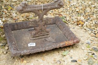 19th Century cast iron boot scraper of square form, with cast decoration to border, approx 37cm wide