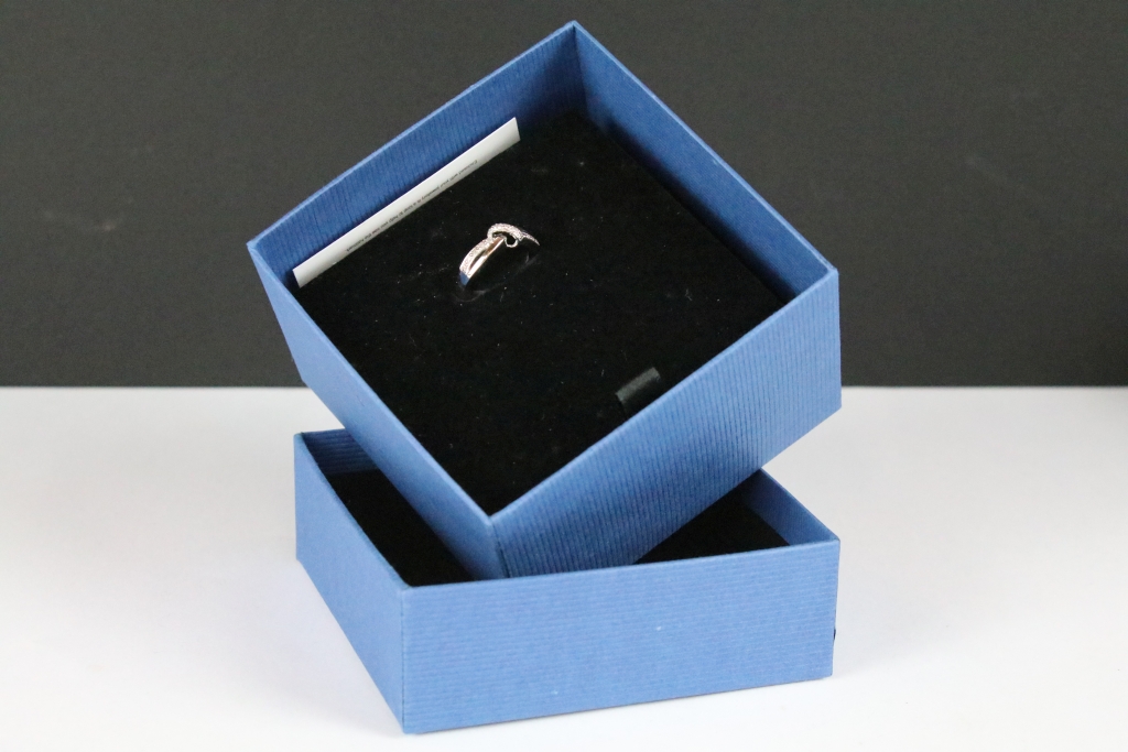 A Queen Elizabeth II Regina Diamond Jubilee sterling silver ring in presentation box.