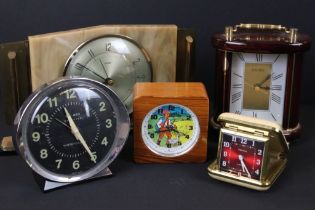 Metamec Art Deco style clock, 15cm high, Seiko carriage type clock, Westclox Big Ben Repeater,
