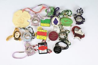 A collection of Horse Racing members badges to include Goodwood and Cheltenham racecourse examples.