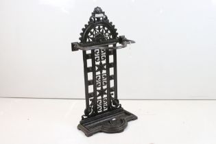 Victorian Scottish Pierced Cast Iron Stickstand with drip tray, marked to back No.39 Falkirk, 38cm