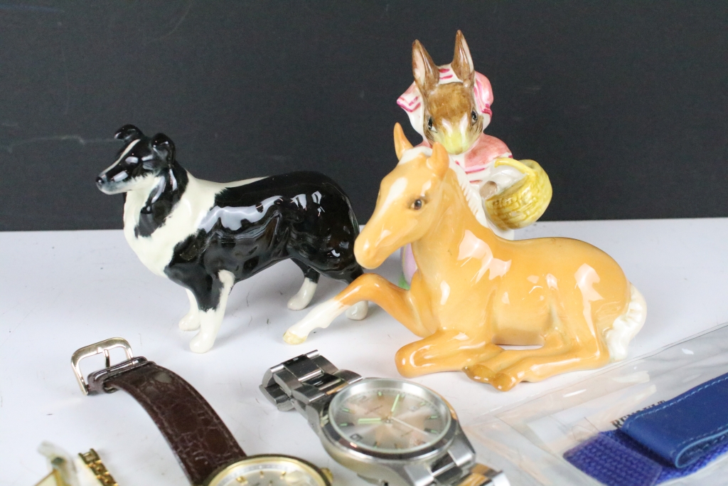 A small collection of ladies and gents wristwatches together with three Beswick figurines. - Image 13 of 13