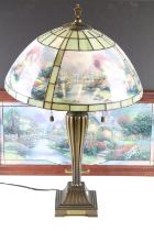 Thomas Kinkade "Lamplight Bridge" table lamp (approx 58cm high), together with a matching ltd edn