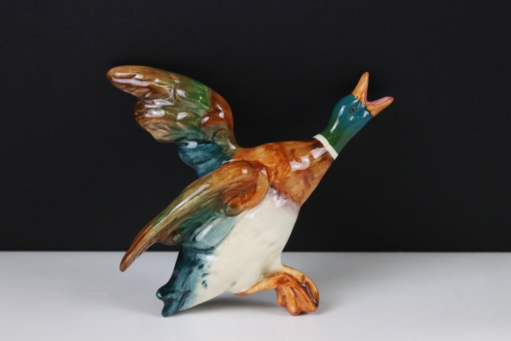 Set of three Beswick ceramic flying duck wall plaques, each having hand painted details. Marked - Image 10 of 13