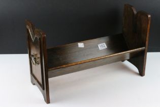 Oak Table Top Book Shelf with brass handles to sides, approx 46.5cm wide