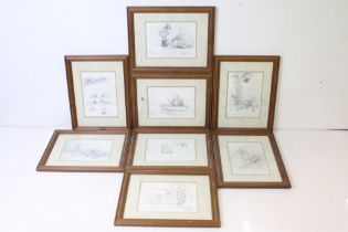 Ernest Howard Shepard (1879 - 1976), a set of eight Winnie the Pooh sketches, House at Pooh Corner