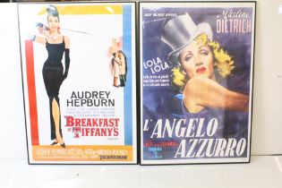 Two film /movie posters, L'Angelo Azzurro, starring Marlene Dietrich and with Breakfast at Tiffany'