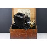 Pair of 19th century Newton & Co of London black painted tinplate & brass magic lantern