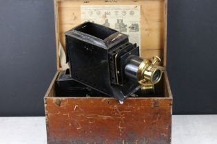 Pair of 19th century Newton & Co of London black painted tinplate & brass magic lantern