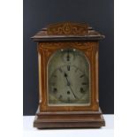 Early 20th century Westminster chiming bracket clock, with arched silvered dial, subsidiary chime/