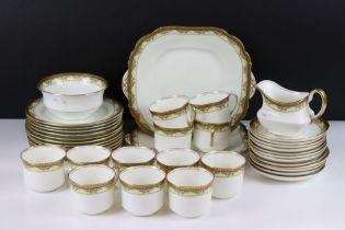 Early 20th century Aynsley floral & gilt tea set to include 12 cups & saucers, 12 tea plates, milk