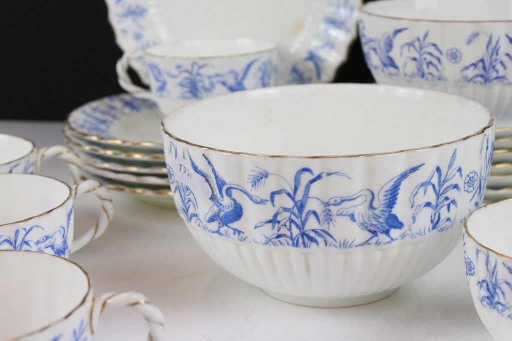 19th century Coalport tea set decorated with swans, the handles of spiralling form, the lot to - Image 3 of 6