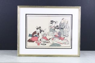 Saito Shuho (1769 - 1859, Japanese Woodblock / Print depicting ‘ Peoples of Osaka ‘, 23cm x 32cm,