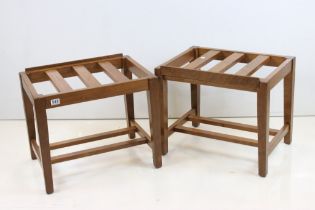 Pair of Golden Oak Luggage Stands, each 56cm wide x 41cm deep x 47cm high