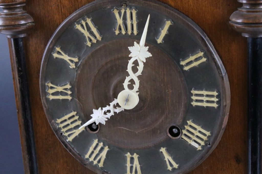 Late 19th / early 20th century Black Forest carved oak mantle cuckoo clock, the circular dial with - Image 3 of 10