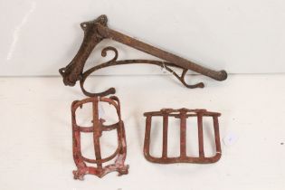 19th / Early 20th century Two Bridle Racks together with a Wrought Iron Bracket