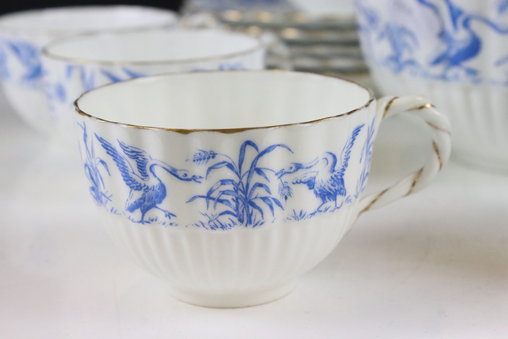 19th century Coalport tea set decorated with swans, the handles of spiralling form, the lot to - Image 2 of 6