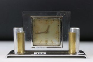 Art Deco Chrome 8 Days Mantle Clock, 25cm long x 15cm high