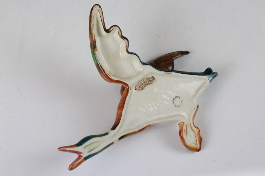 Set of three Beswick ceramic flying duck wall plaques, each having hand painted details. Marked - Image 7 of 13