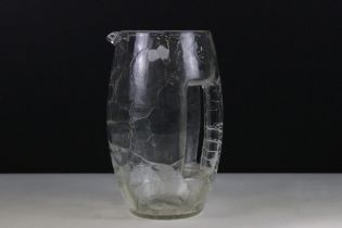 Early 20th Century Koloman Moser for Loetz, a Secessionist glass Krokodil jug of barrel form with