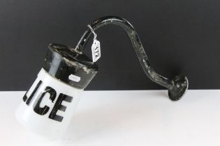 ' Police ' painted metal wall light with opaque white glass shade, approx 29cm high