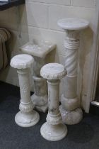 Pair of Marble Jardiniere Stand, 65cm high together with Marble Jardiniere Stand with circular