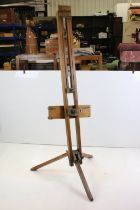 Early 20th century Beech wood Artists Easel, 179cm high