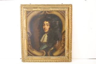 19th Century English School, portrait of Charles II, oil on canvas, 73 x 61cm, gilt framed