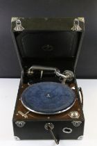 Columbia portable wind up record player complete with 78 records to the lid including Will May,