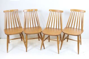 Set of Four Mid century Stick-back Kitchen Chairs, each 51cm wide x 82cm high