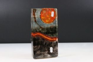 Caithness ' Sunset Dreams ' glass rectangular sculpture having moulded shaped detailing to the back.