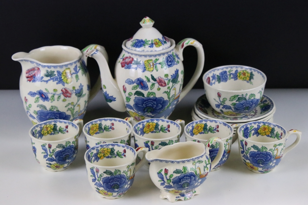 Mason's Regency pattern coffee service to include coffee pot, jug, cream jug, six coffee cups and