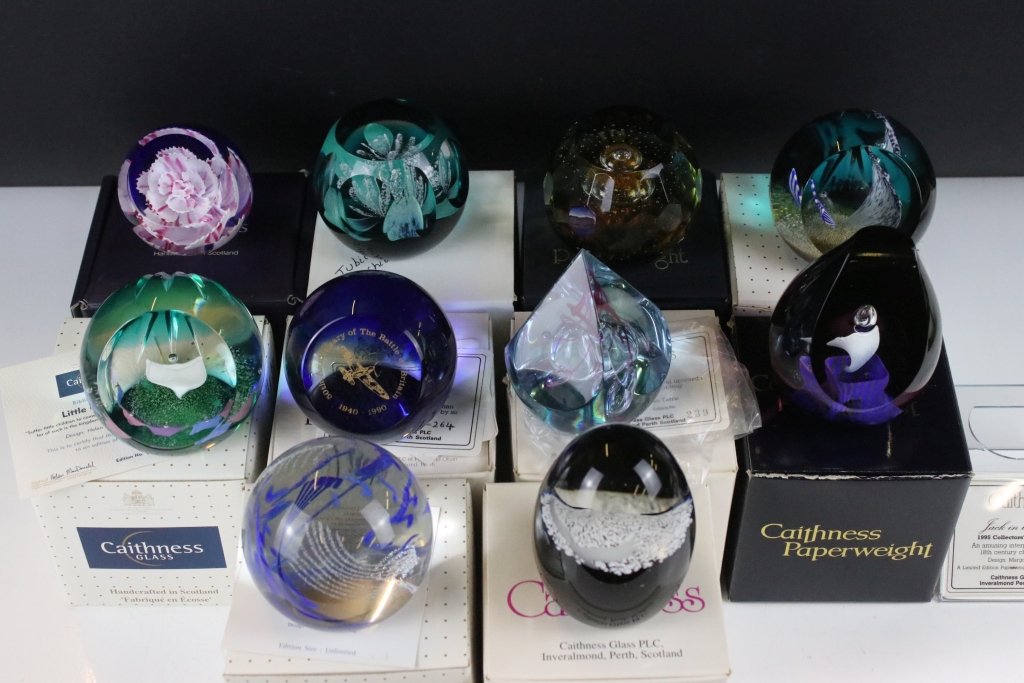 Ten boxed Caithness glass paperweights to include Optima (ltd edn no. 239/500), Rhythm 'N Blues, - Image 2 of 12