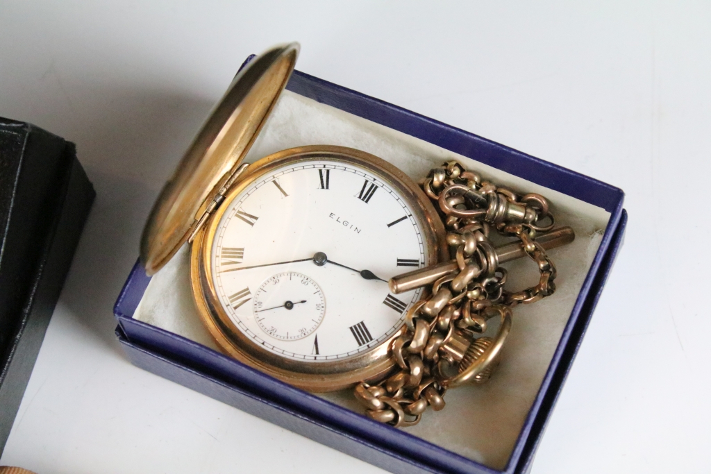 A small group of mixed collectables to include two gold plated pocket watches with albert chains and - Image 9 of 9