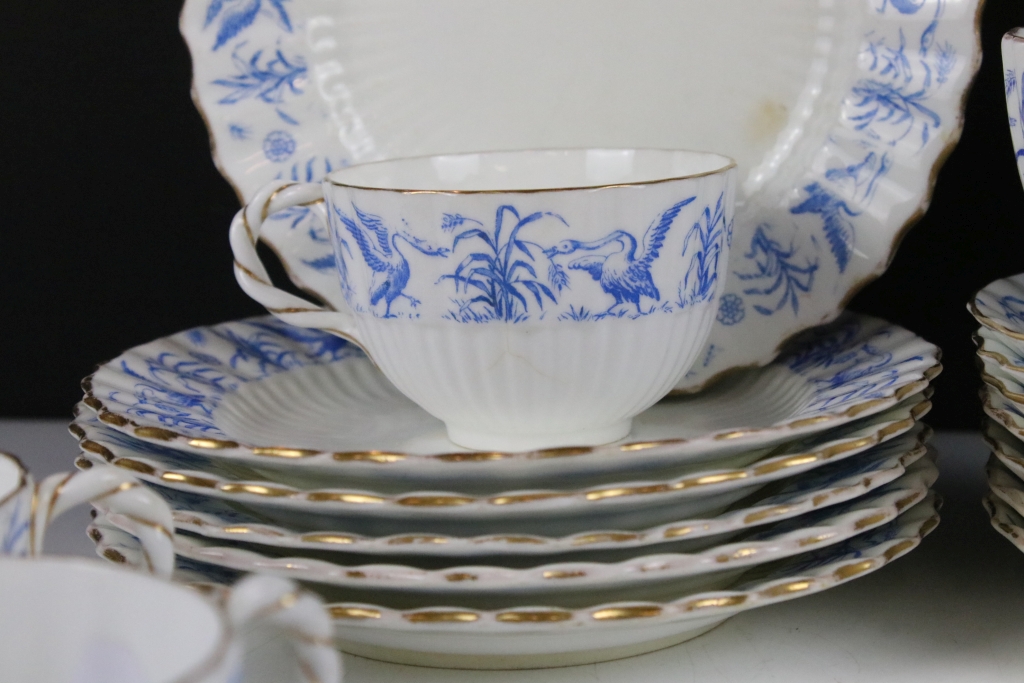 19th century Coalport tea set decorated with swans, the handles of spiralling form, the lot to - Image 6 of 6
