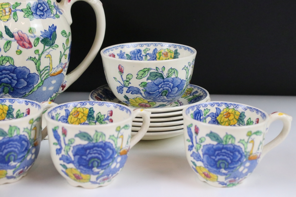 Mason's Regency pattern coffee service to include coffee pot, jug, cream jug, six coffee cups and - Image 4 of 10