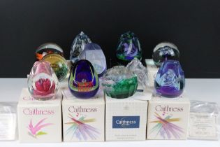 Ten boxed Caithness glass paperweights to include Confusion Series No. 5 (ltd edn 1/1), Tapestry (