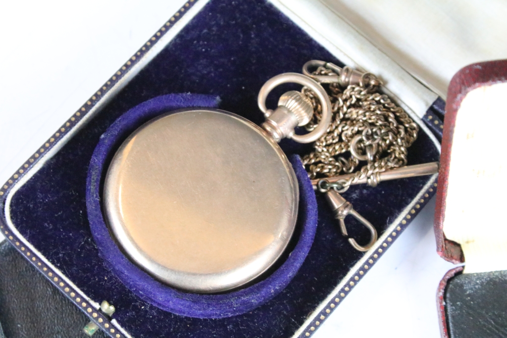 A small group of mixed collectables to include two gold plated pocket watches with albert chains and - Image 7 of 9