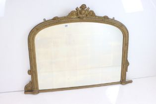 19th century Gilt Framed Arched Overmantle Mirror