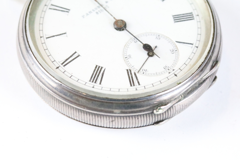 A fully hallmarked sterling silver cased pocket watch complete with silver chunky link albert - Image 5 of 11