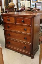 Victorian Mahogany Chest of Two Short over Three Long Drawers raised on a plinth base, 105cm long