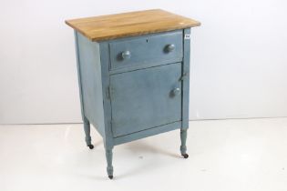 Painted Storage Cupboard with drawer above door and shelf, 62cm wide x 50cm deep x 86cm high