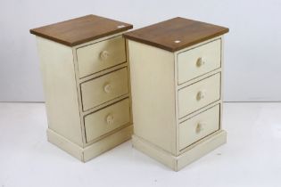 Pair of Part Painted Three Drawer Bedside Chests, each 40cm wide x 36cm deep x 66cm high