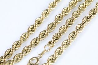 A fully hallmarked 9ct gold rope twist necklace.