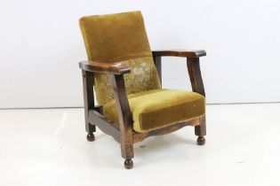 Early 20th century Oak Child's Reclining Armchair, 43cm wide x 43cm deep x 51cm high