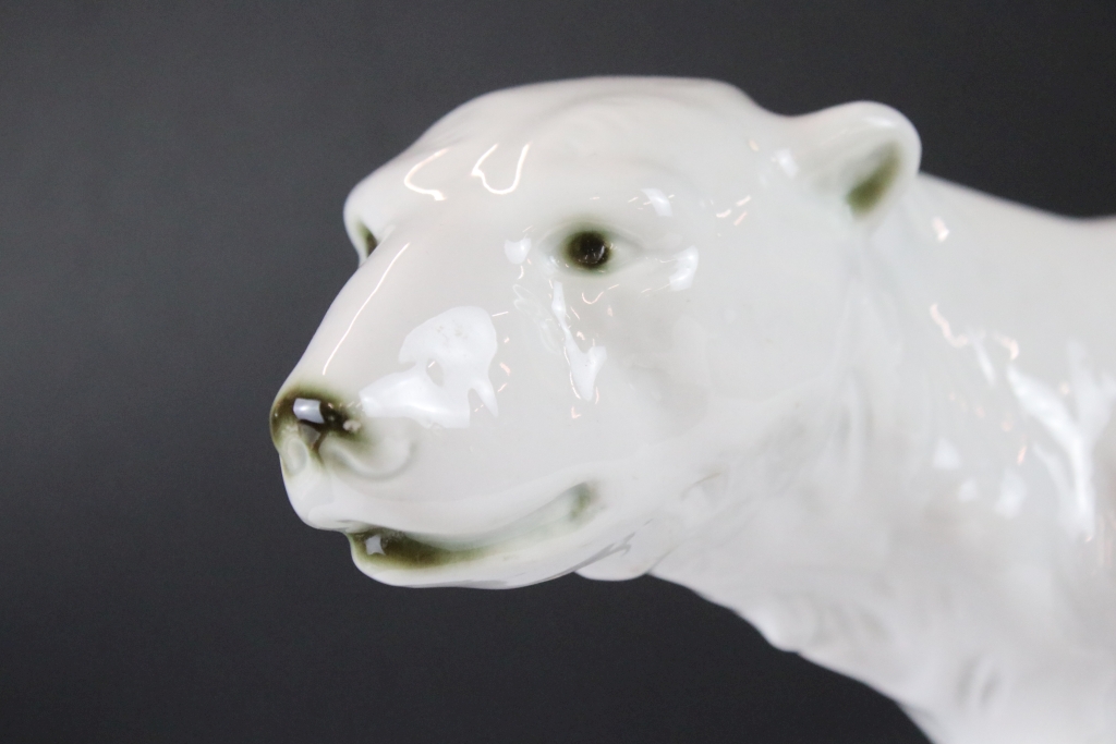 Royal Dux Czechoslovakian large polar bear figurine. Pink impressed mark to the base. Measures 27 - Image 2 of 6