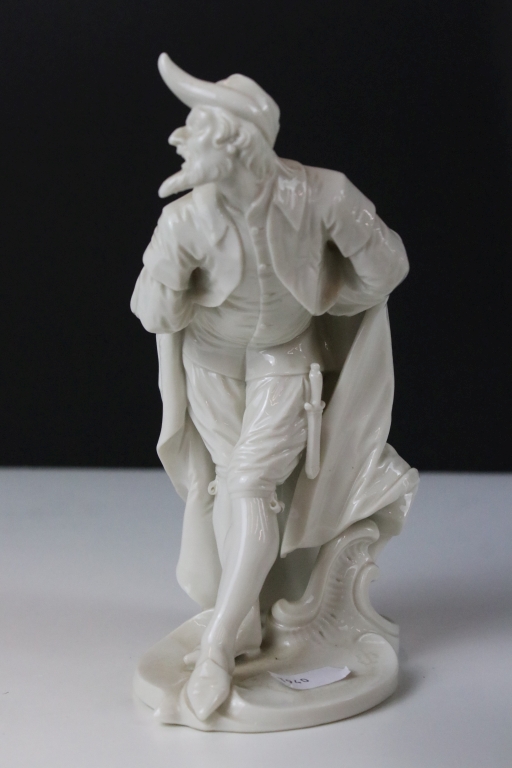 Two Nymphenburg white ceramic figurines to include 'Pantalone' (impressed 57 to base) and another - Image 7 of 8