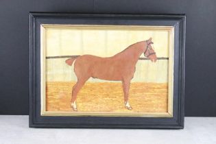 Oil Painting of a Hunter Horse in a stable, 29 x 43.5cm