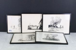 Rowland Hilder (1905 - 1993), a set of four landscape scenes, prints, each 22 x 29.5cm together with